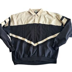 Vintage Alexxus Exclusive Black & White‎ Colorblock Pullover Shirt XL 80s Retro